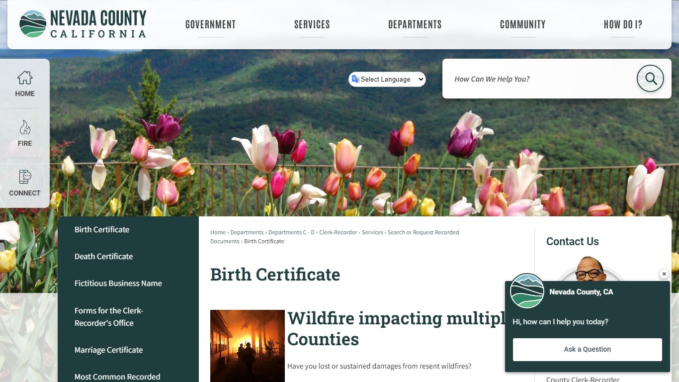 Birth Certificate | Nevada County, CA